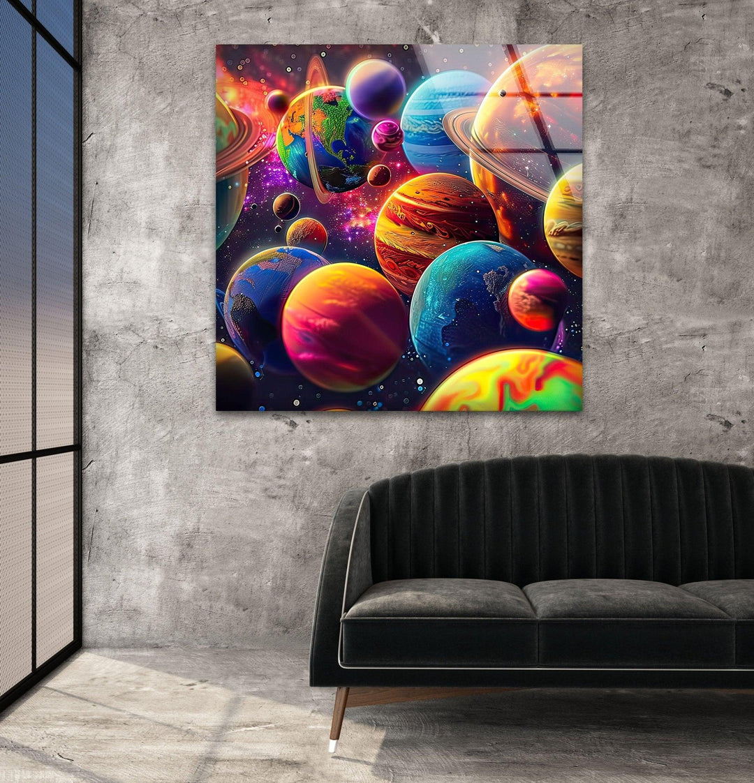 3D Colorful Planets Glass Wall Art art glass wall art, glass wall art pictures
