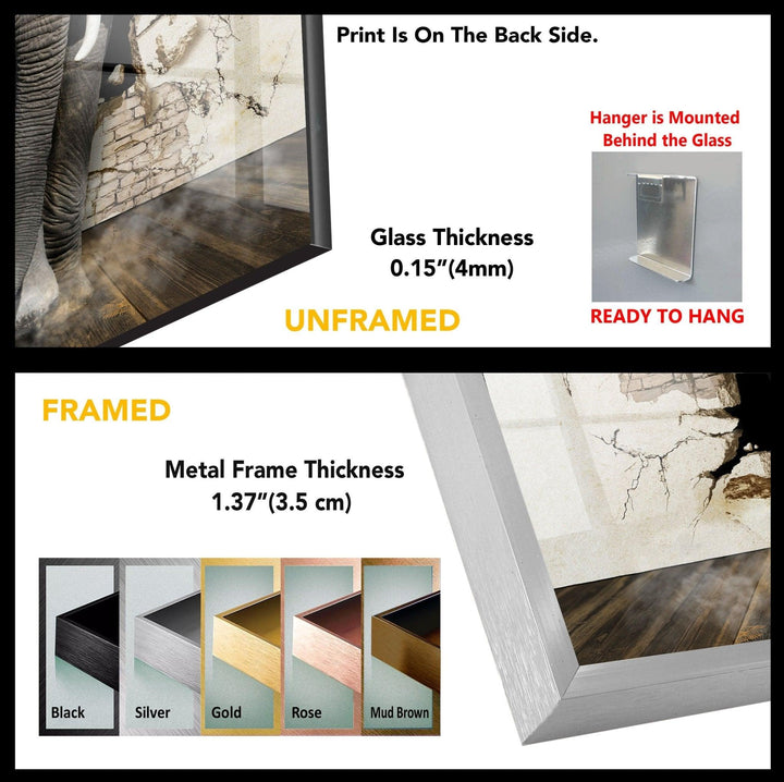 Elephant Tempered Glass Wall Art - MyPhotoStation