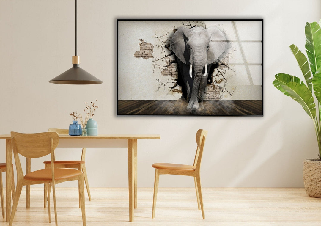 3D Elephant Art Glass Wall Art glass photo prints, glass picture prints