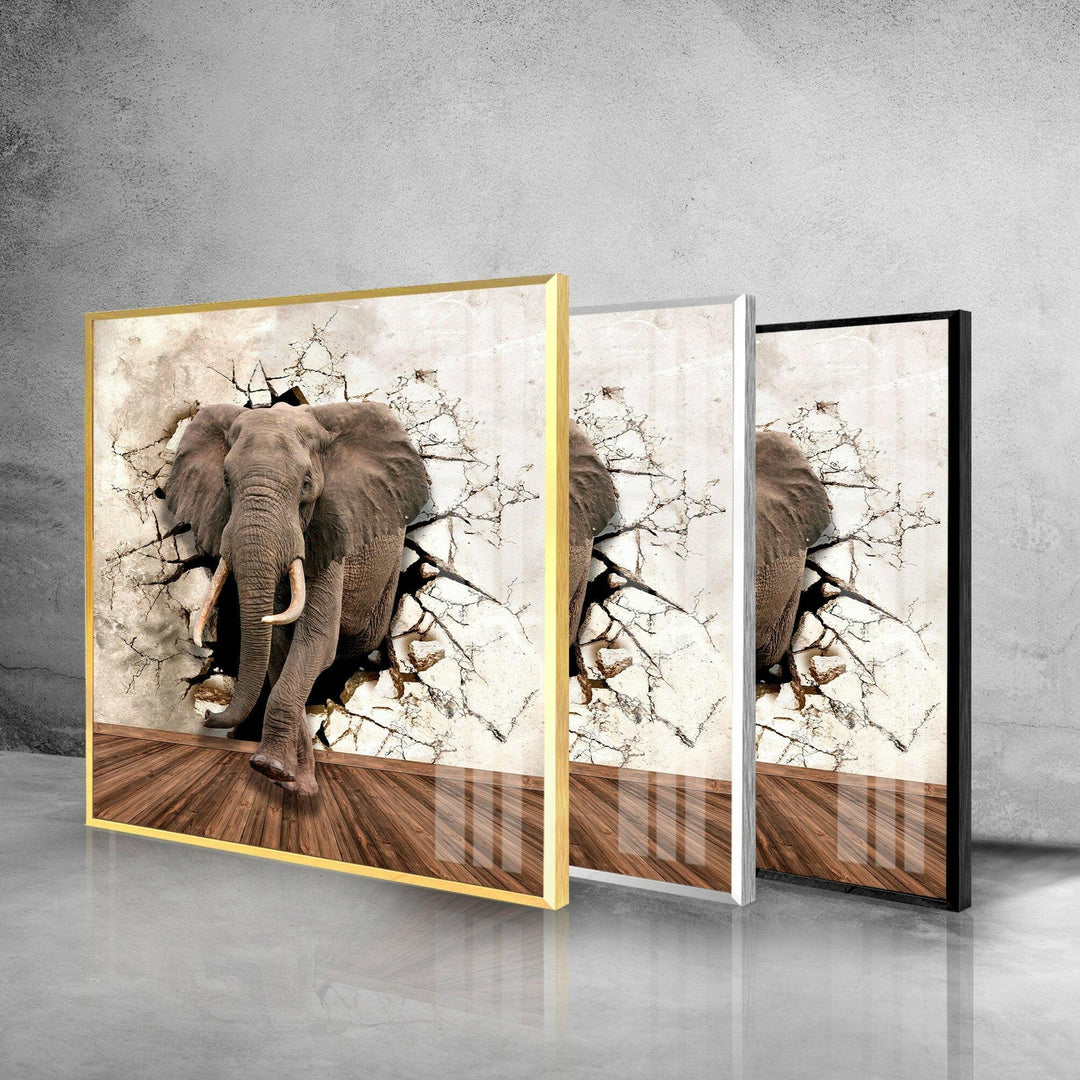 3D Elephant Glass Wall Art custom glass pictures, glass art prints