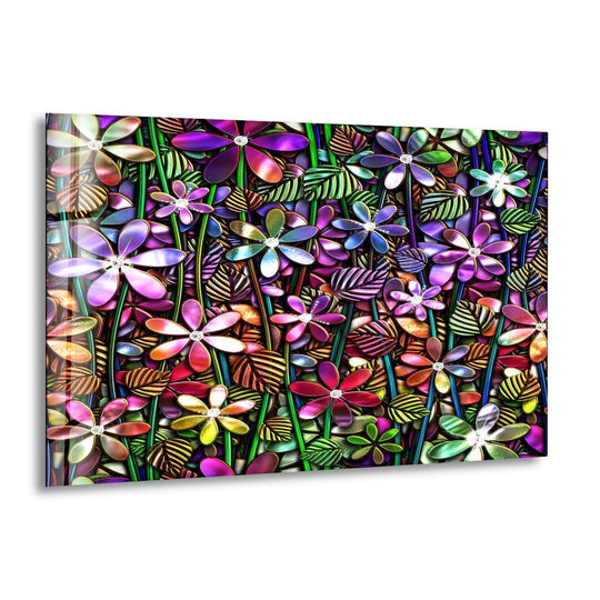 3D Floral Pattern Glass Wall Art, print picture on glass, Tempered Glass Wall Art
