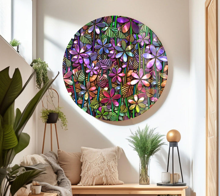 3D Floral Pattern Glass Wall Art, Glass Printing Wall Art, Print photos on glass