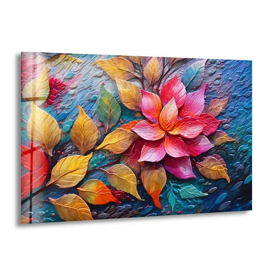 3D Vivid Pink Leafs Glass Wall Art art glass wall art, glass wall art pictures
