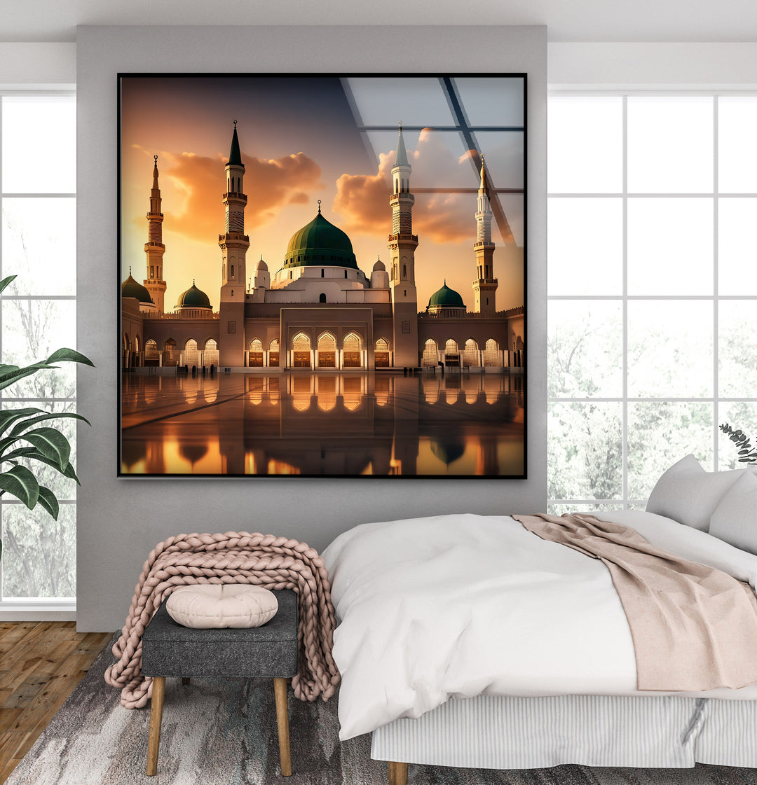 Sacred Dawn – Al-Masjid an-Nabawi Glass Wall Art