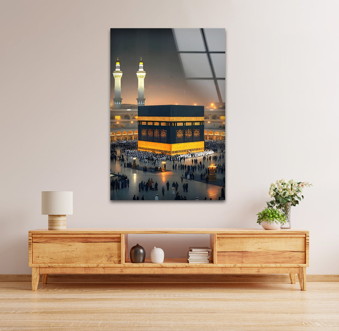 Modern Islamic wall art with glossy glass finish