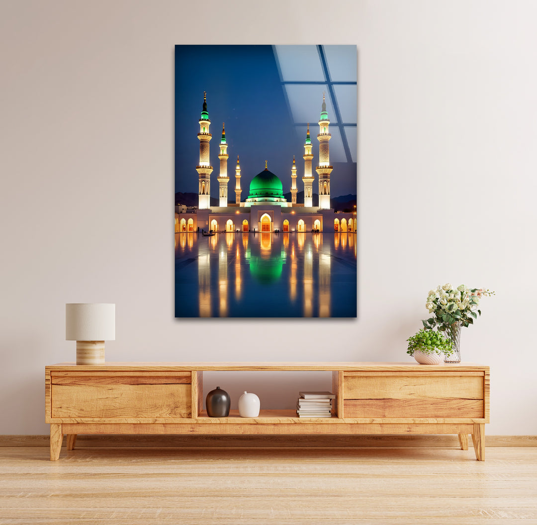 Radiant Peace – Al-Masjid an-Nabawi Islamic Glass Wall Art