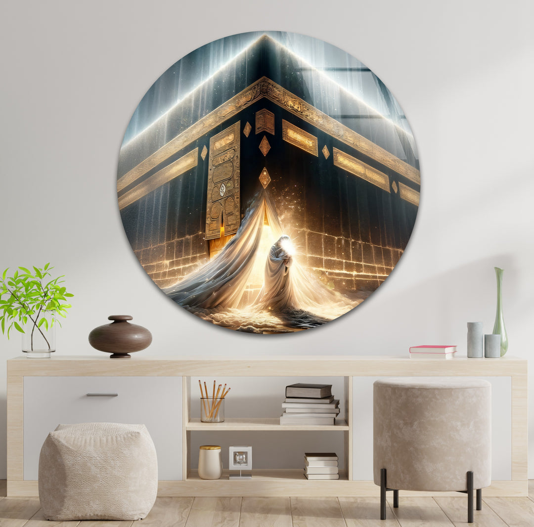 Heavenly Grace – Divine Light at the Kaaba Glass Wall Art