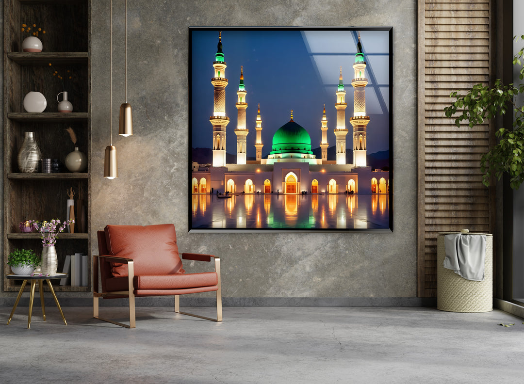 Glossy Islamic glass wall art for Muslim home interiors