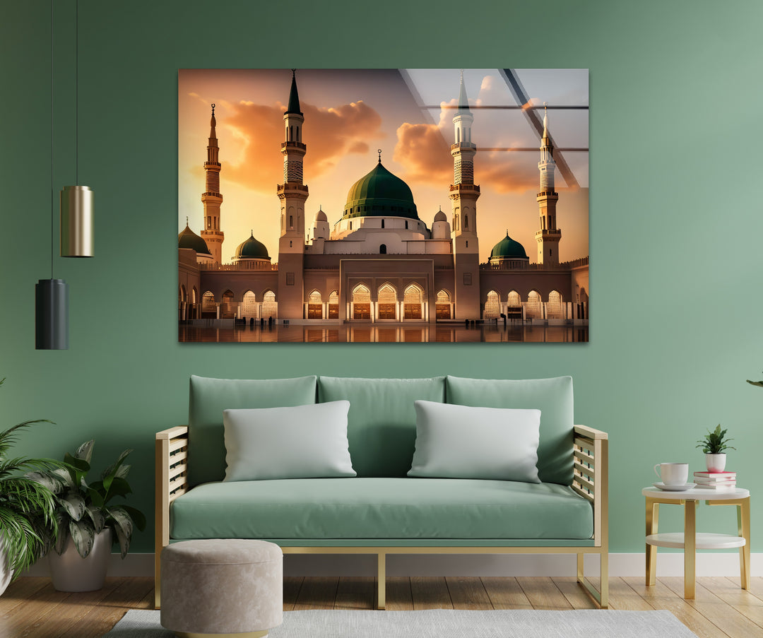 Sacred Dawn – Al-Masjid an-Nabawi Glass Wall Art
