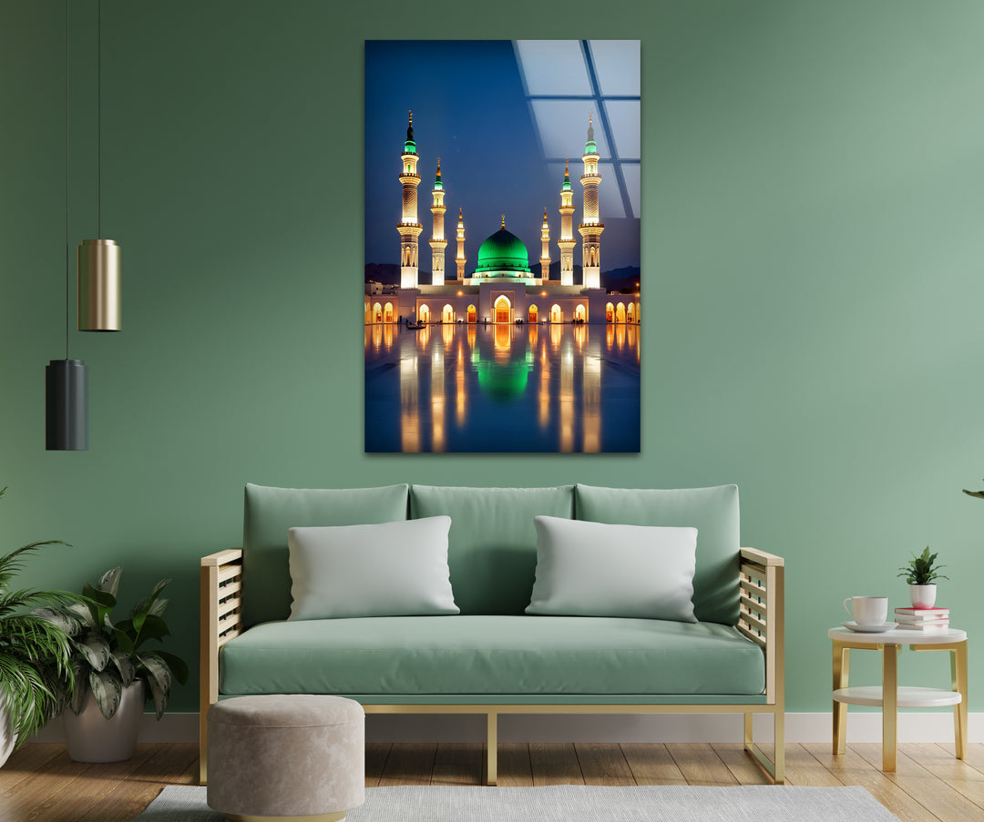 Radiant Peace – Al-Masjid an-Nabawi Islamic Glass Wall Art