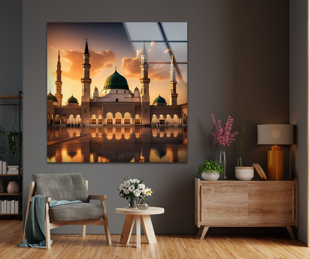 Sacred Dawn – Al-Masjid an-Nabawi Glass Wall Art