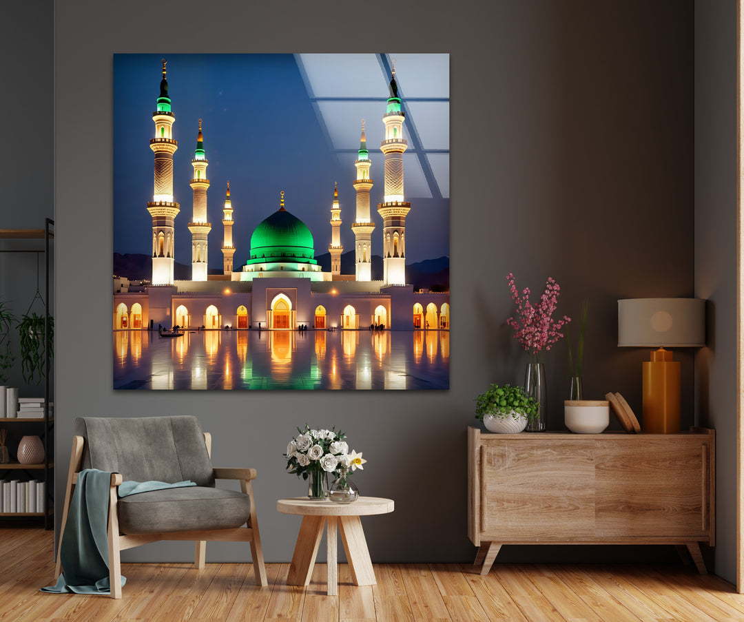 Radiant Peace – Al-Masjid an-Nabawi Islamic Glass Wall Art