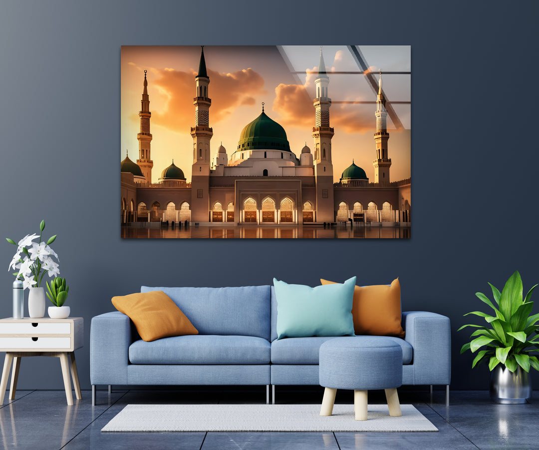 Sacred Dawn – Al-Masjid an-Nabawi Glass Wall Art