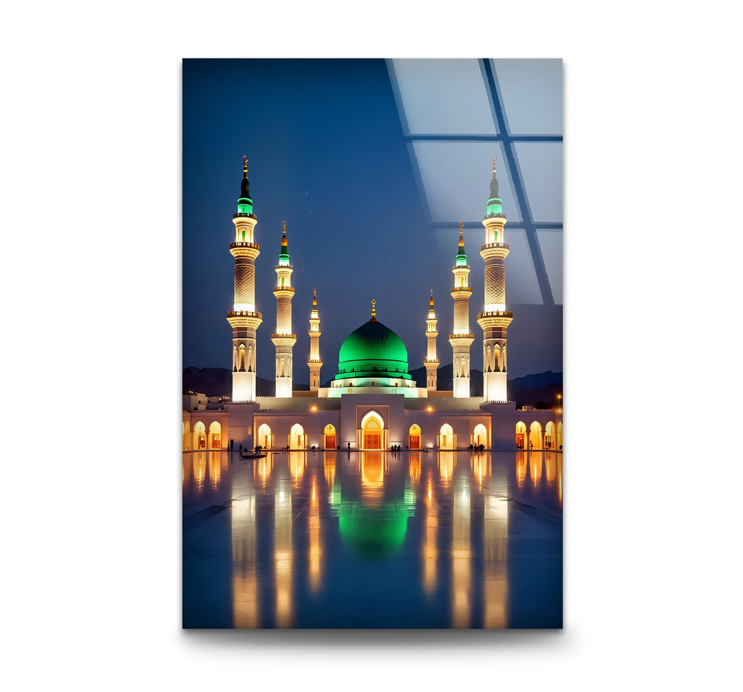 Al-Masjid an-Nabawi Medina glass wall art décor