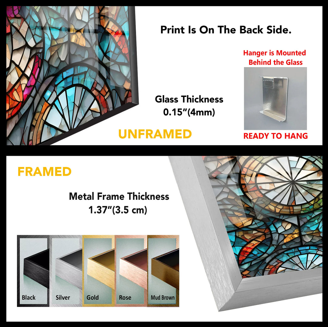 Kaleidoscope Stained Glass Wall Art – Intricate Symmetry, Colorful Window Panel Decor - MyPhotoStation