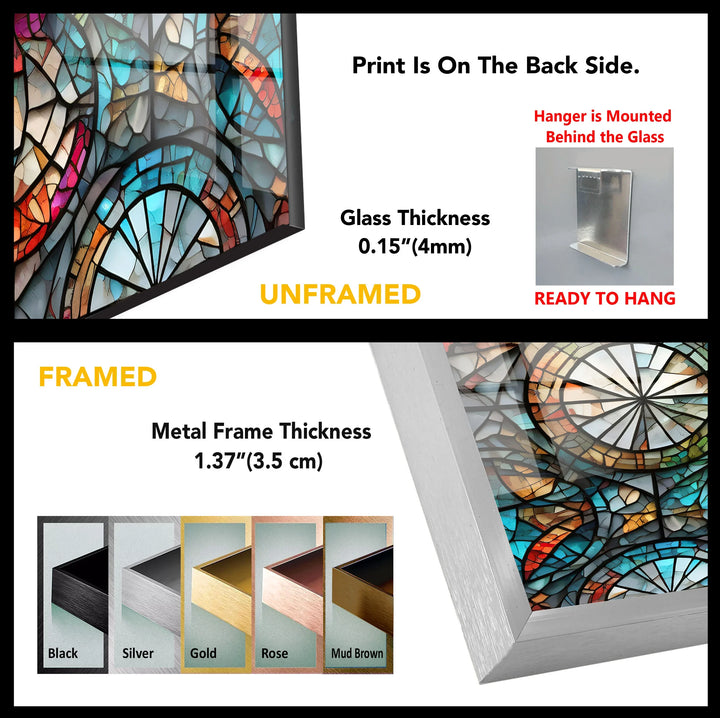 Kaleidoscope Stained Glass Wall Art – Intricate Symmetry, Colorful Window Panel Decor - MyPhotoStation