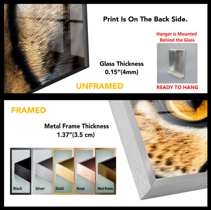 Golden Cheetah Eyes Wall Art – Bold Safari-Inspired Glass Print for Modern Interiors
