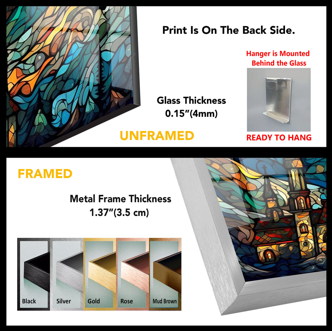 Van Gogh Sternennacht Schloss Glaswandkunst – Buntglas-inspiriert 