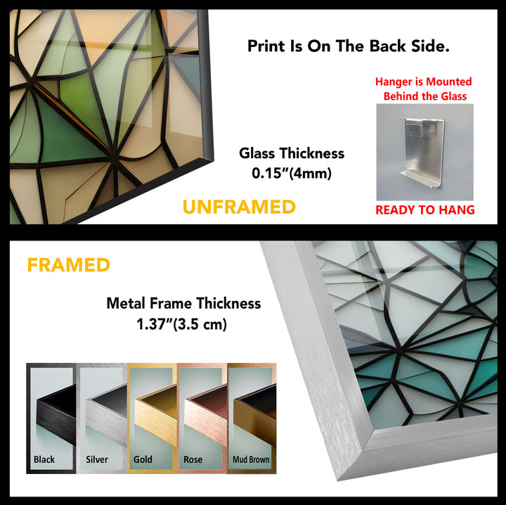 Geometrische Wanddekoration aus Buntglas – Modernes abstraktes Design, elegantes Wohndekor 