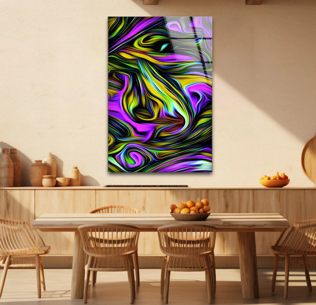 Psychedelic Swirl Glass Wall Art – Vibrant Abstract Pattern for Bold Modern Interiors - MyPhotoStation