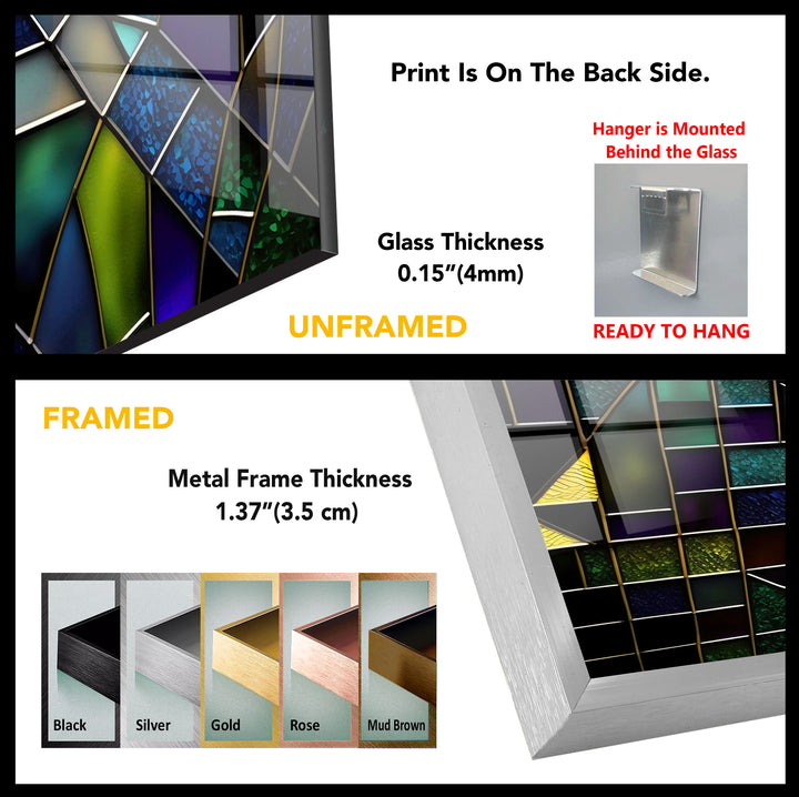Modern Abstract Stained Glass Wall Art – Purple & Gold Geometric Decor