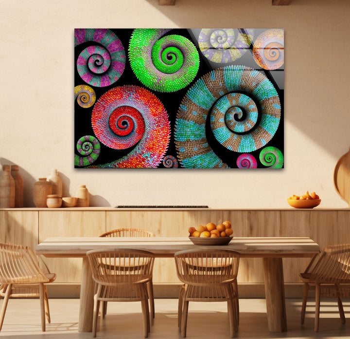 Colorful Spiral Pattern Wall Art – Vibrant Abstract Glass Print Décor