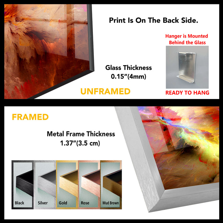 Fiery Nebula Explosion Wall Art – Abstract Cosmic Storm Glass Print Decor