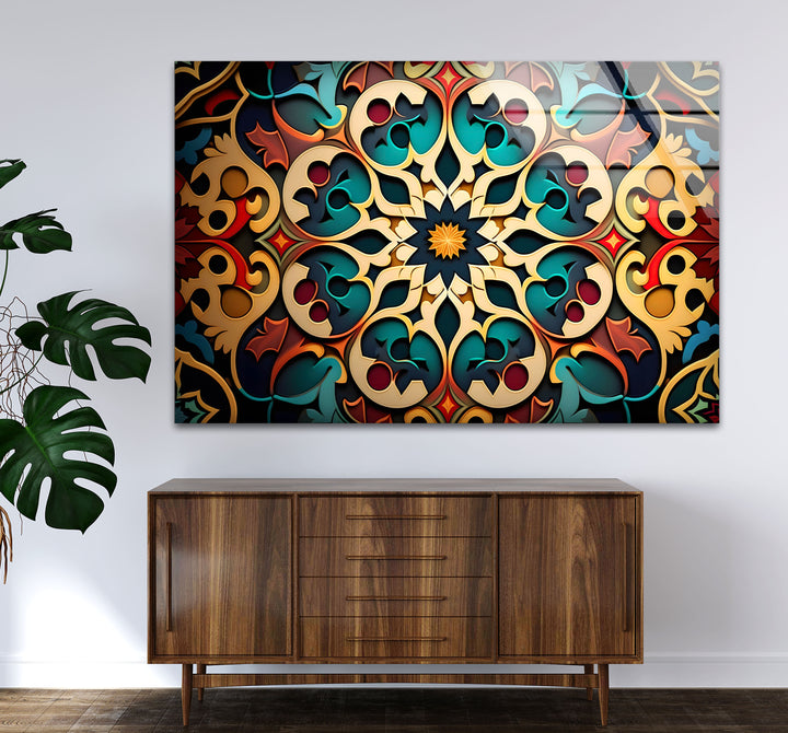 Filigrane Mandala-Wandkunst aus Glas – Luxuriöses geometrisches Design