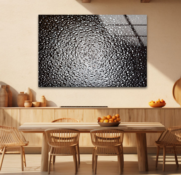 Monochrome Wandkunst aus zerbrochenem Glas – Abstrakter Textur-Glasdruck
