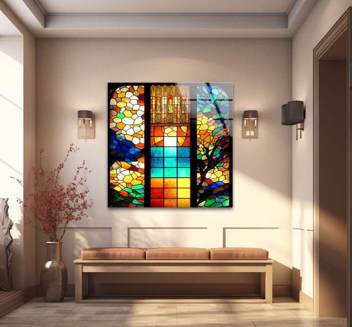 Buntglasfensterkunst – Lebendiges, von Kathedralen inspiriertes Design