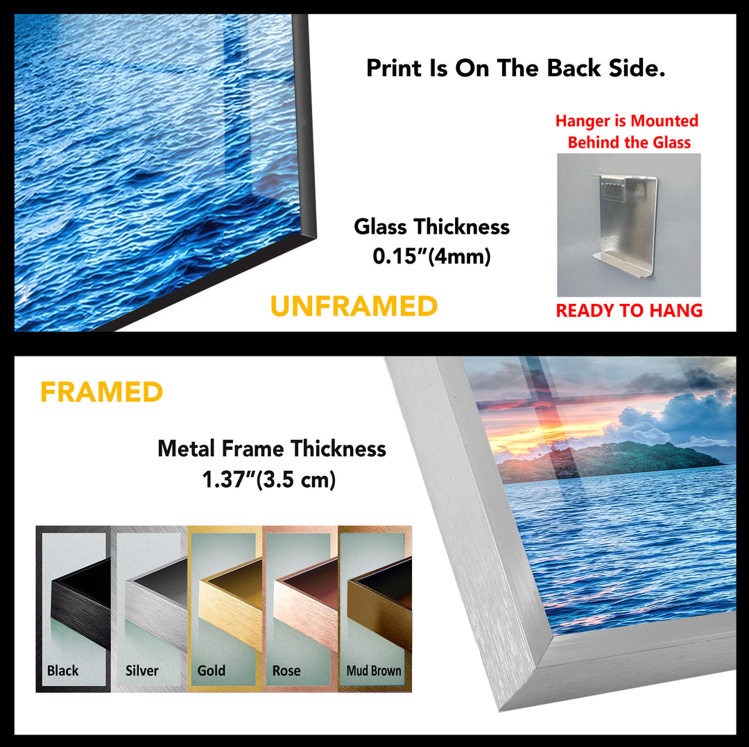 Tropical Sea Horizon Wall Art – Vibrant Ocean Sunset Glass Print for Modern Interiors