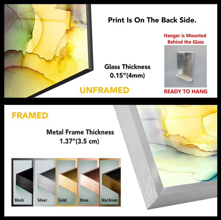 Yellow Green Abstract Wall Art – Modern Glass Print for Bright Interiors - MyPhotoStation