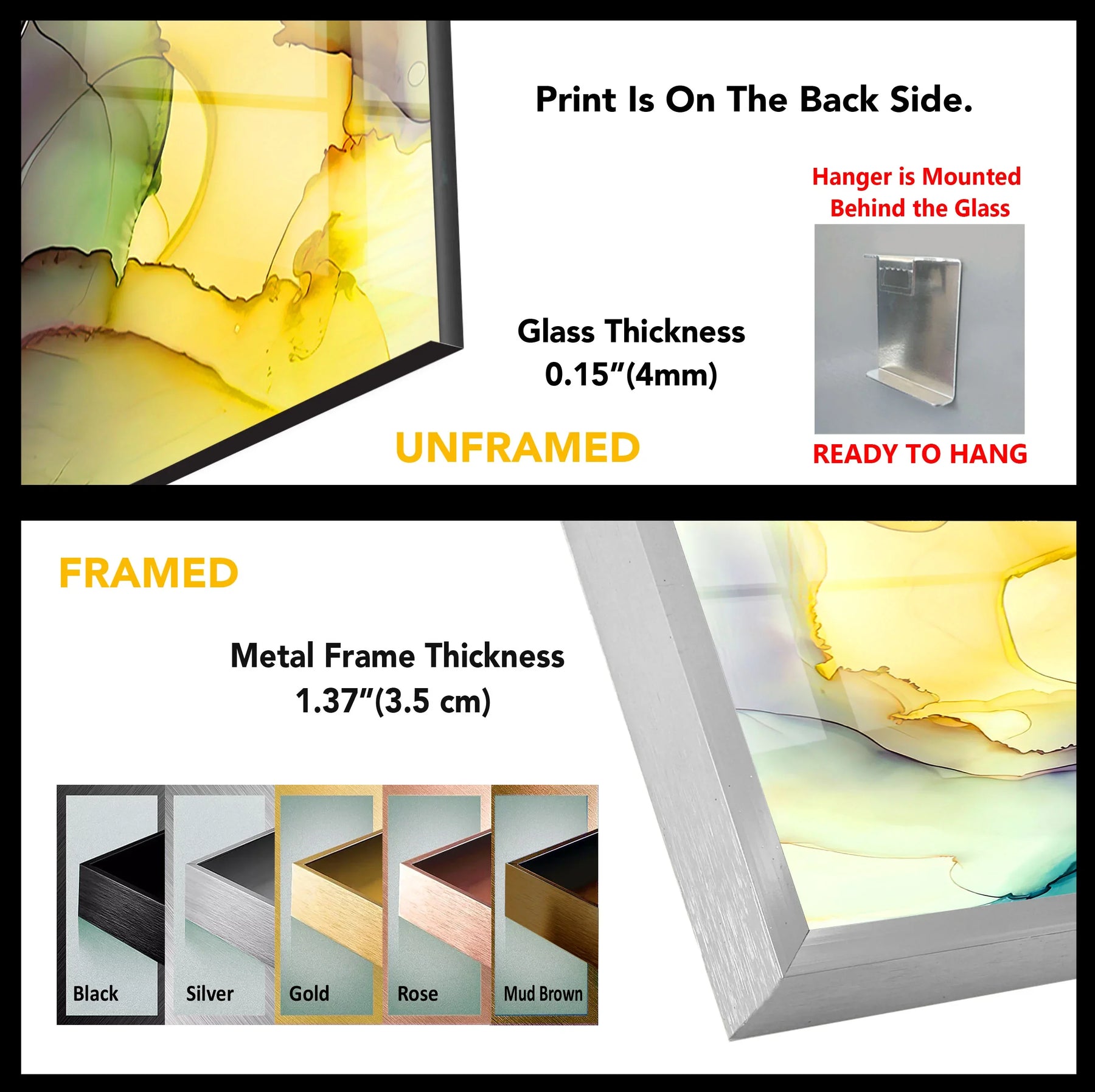 Yellow Green Abstract Wall Art – Modern Glass Print Design – MyPhotoStation