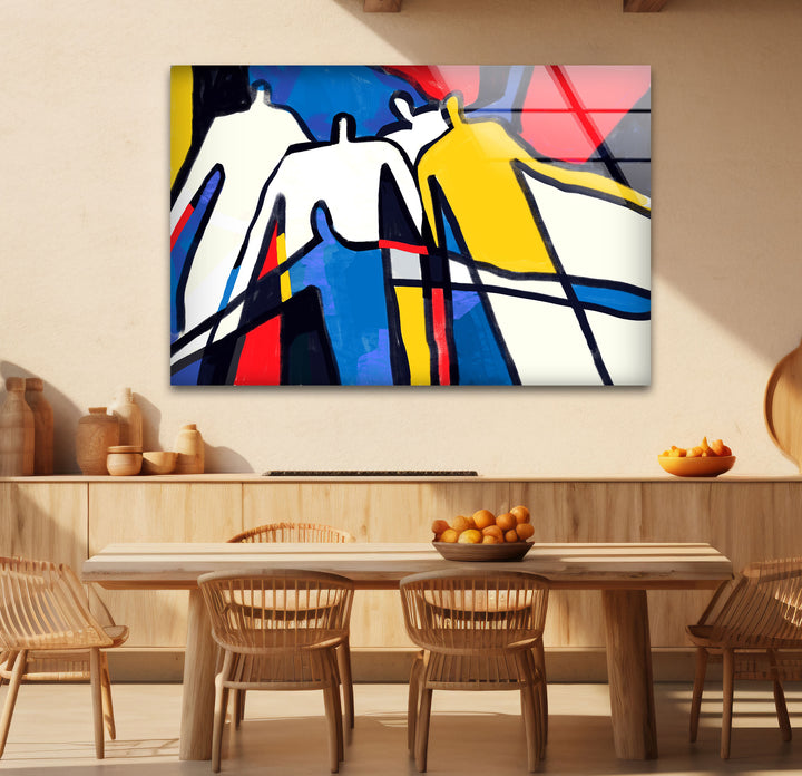 Bold Abstract Figures Wall Art – Colorful Modern People Silhouette Print