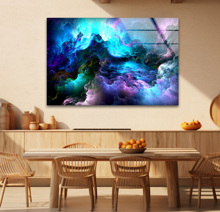 Cosmic Dreamscape Wall Art – Abstract Nebula Cloud Glass Print
