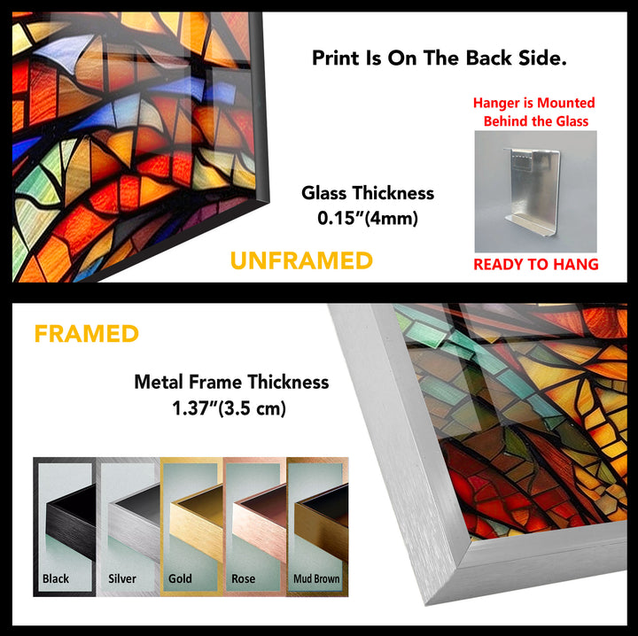 Lebendige Buntglas-Wandkunst – Farbenfrohes abstraktes Mosaik-Design