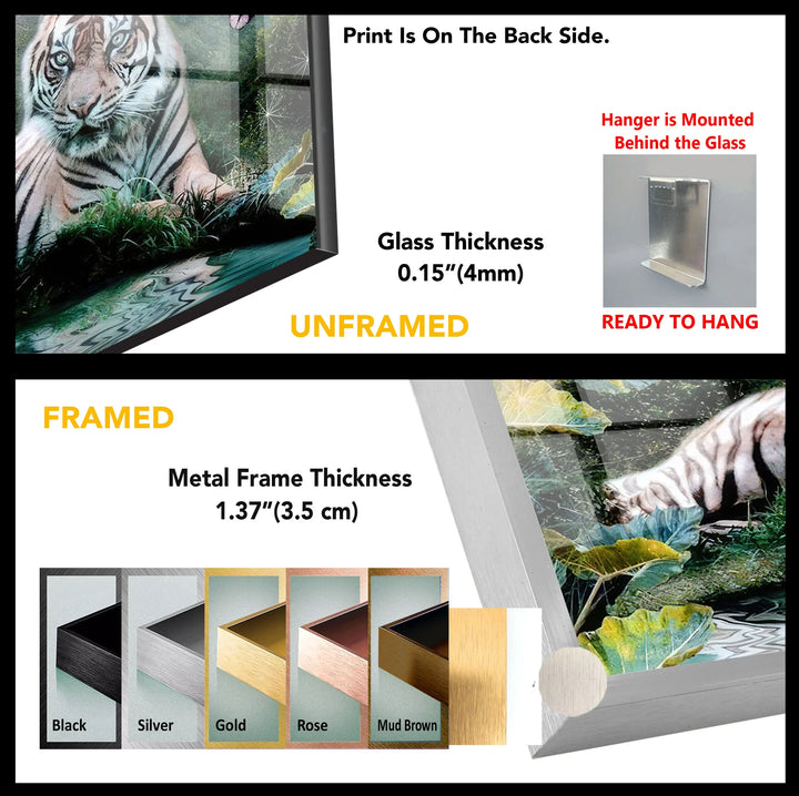 Wolf and White Tiger Wall Art – Majestic Animal Duo Nature Glass Print for Bold Decor - MyPhotoStation