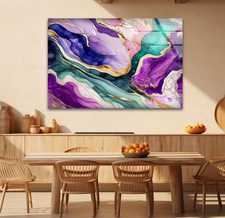 Colorful Geode Marble Wall Art – Abstract Crystal Glass Print for Interiors