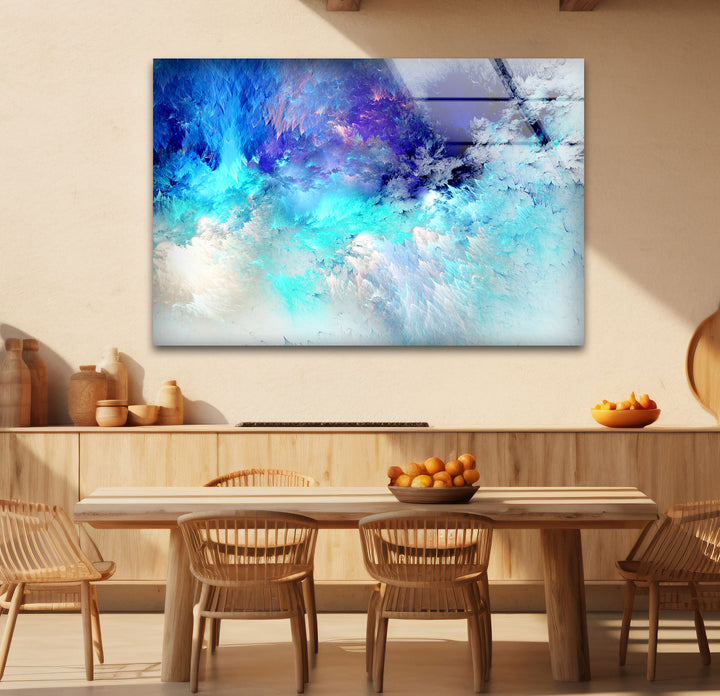 Icy Blue Dream Wall Art – Abstract Frosted Cloud Glass Print