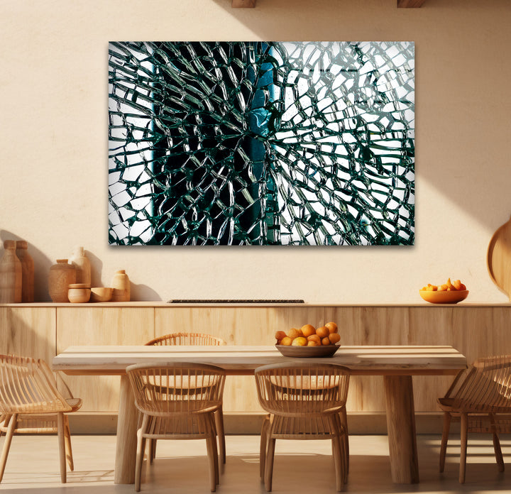 Fractured Glass Pattern Wall Art – Abstract Shattered Effect Glass Print