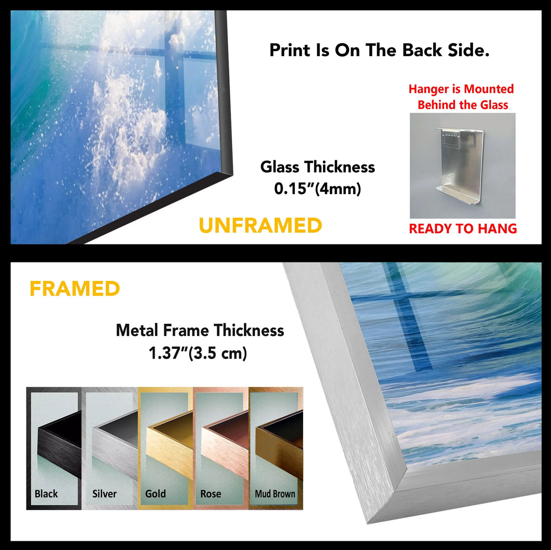 Crystal Blue Ocean Wave Wall Art – Tempered Glass Surf Seascape Print - MyPhotoStation