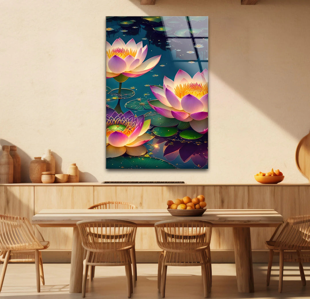 Lotus Flower Wall Art – Serene Water Lily Glass Print, Peaceful Nature Decor for Home & Spa - MyPhotoStation
