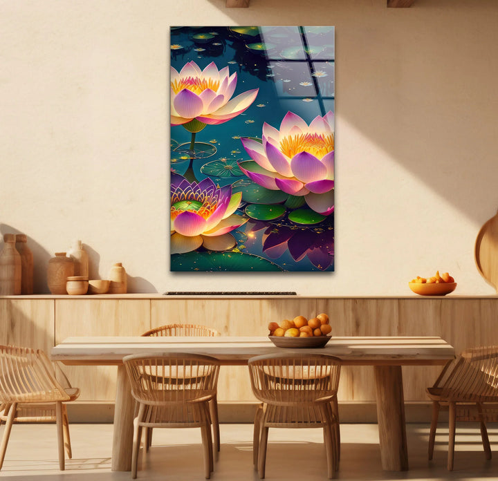 Lotus Flower Wall Art – Serene Water Lily Glass Print, Peaceful Nature Decor for Home & Spa - MyPhotoStation