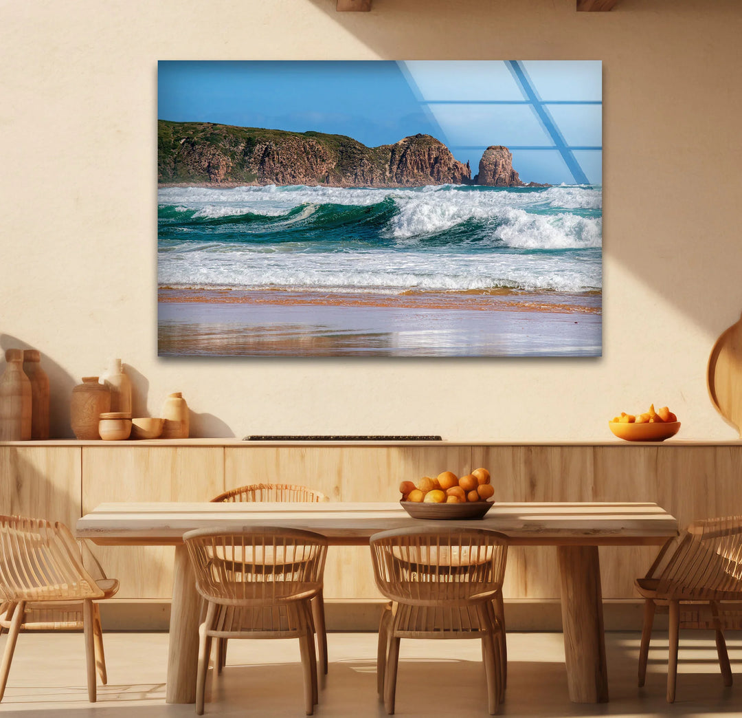 Rocky Coastline Ocean Wave Wall Art – Scenic Beach Glass Print for Nature Lovers - MyPhotoStation