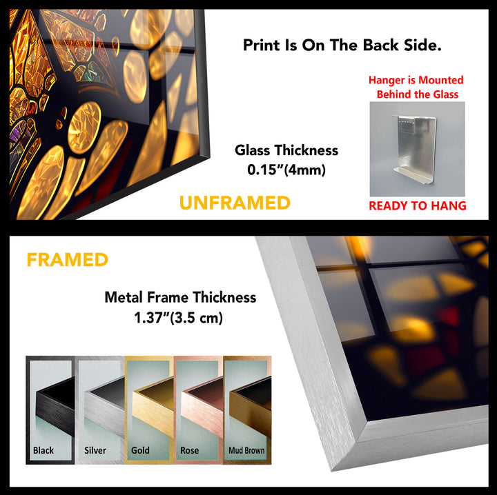 Goldene Buntglas-Wandkunst – Beleuchtete Mosaik-Lichtreflexionen