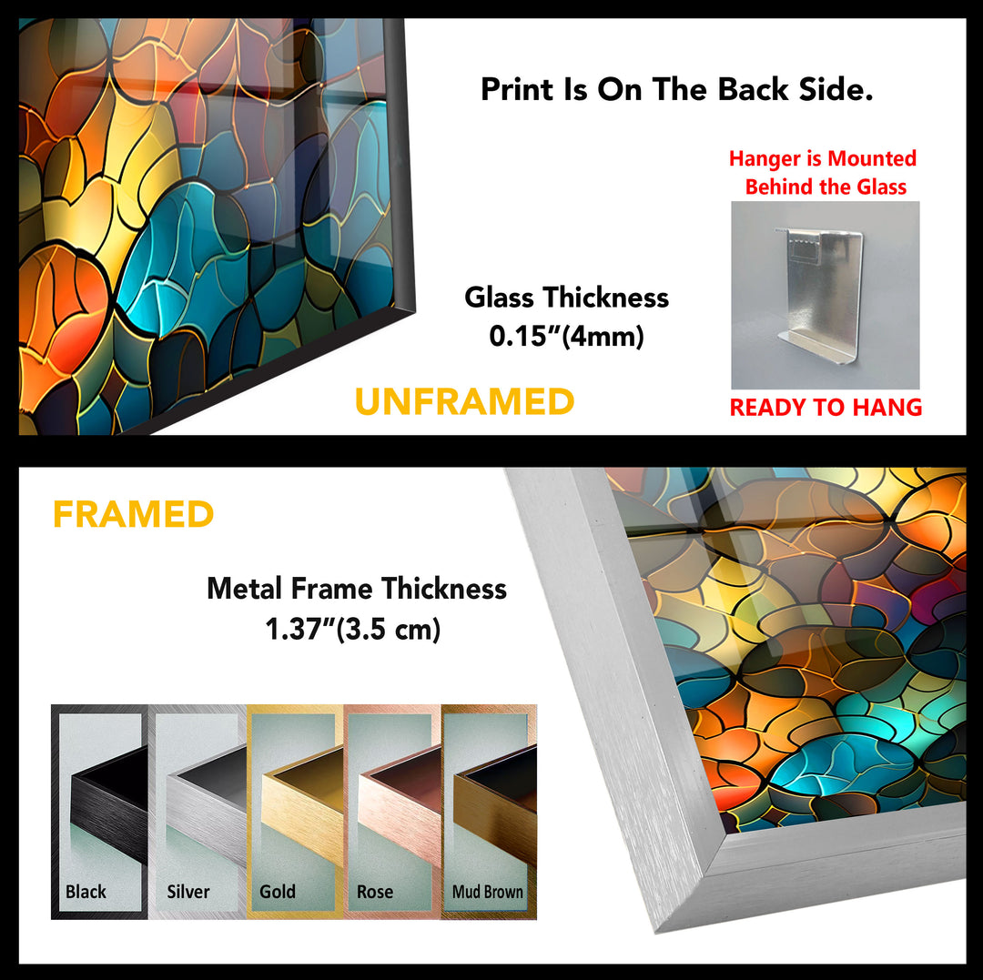 Abstract Stained Glass Wall Art – Colorful Mosaic Glass Design