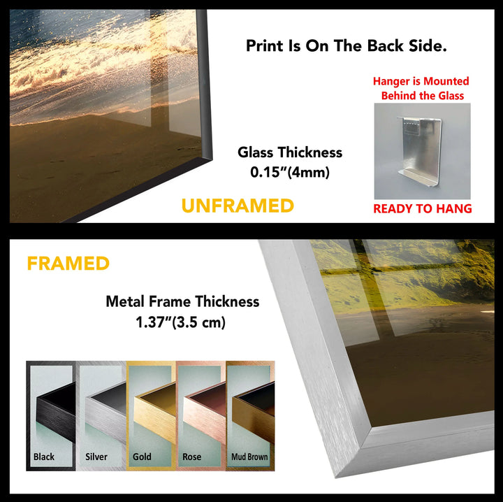 Sunset Cliffs Coastal Wall Art – Iceland Beach Landscape Glass Print - MyPhotoStation