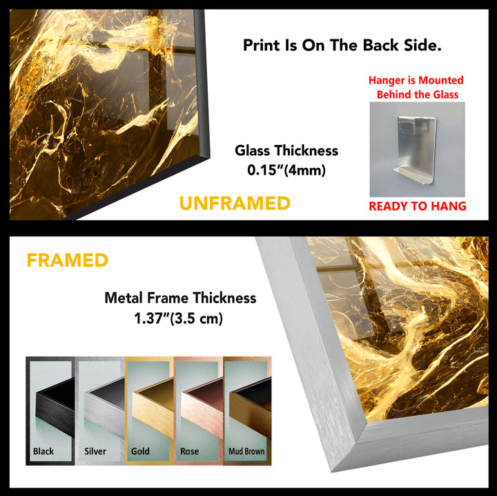 Molten Gold Marble Wall Art – Abstract Luxury Glass Print for Modern Decor