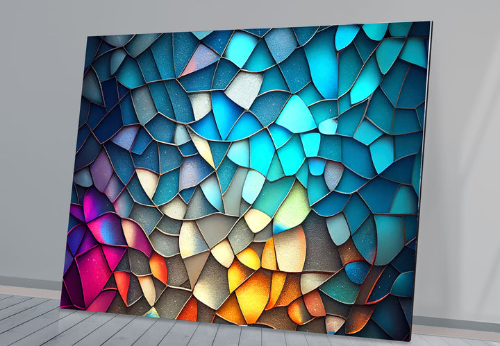 Schimmernde Prisma-Mosaik-Glaswandkunst – Strahlende abstrakte Scherben 