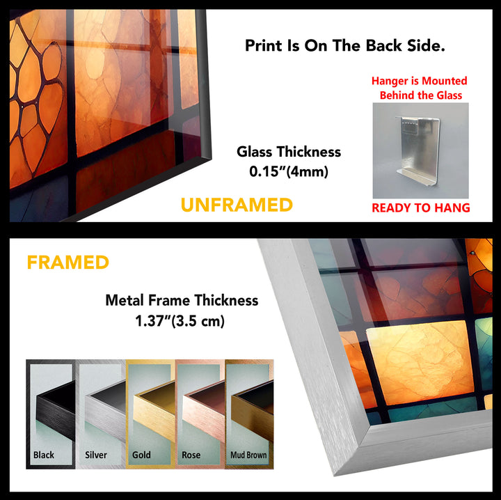 Geometric Stained Glass Wall Art – Colorful Mosaic Glass Print